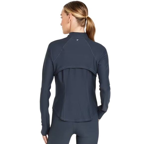 Old Navy Active Powersoft Sweatshirt Full Zip Small Navy GoDry Mock Neck Pockers - Picture 2 of 16